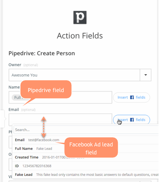 FB Lead Ads Pipedrive Zap