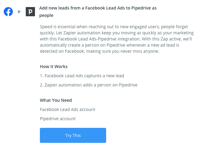 FB Lead Ads To Pipedrive