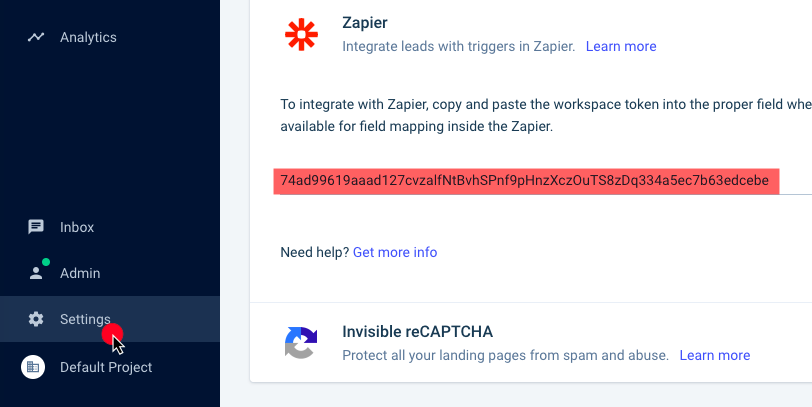 Instapage Zapier Settings