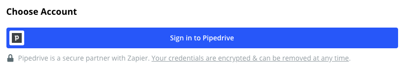 Pipedrive Zapier Sign in