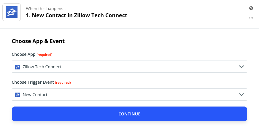 New Contact Zillow Tech Connect Zap