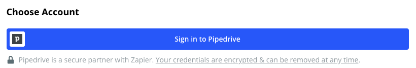 Zillow Lead to Pipedrive Choose Account