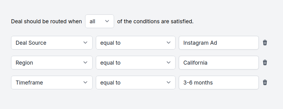 Screenshot of what the ‘Rules’ section on the RouterJet app.
