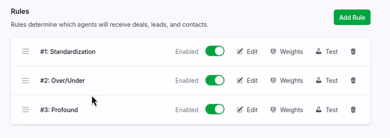 Dragging a rule to a new position in RouterJet